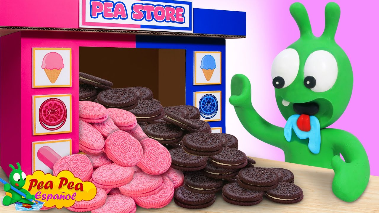 Pea Pea Explora la Máquina Expendedora de Oreo Black Pink 💖 Dibujos Animados para Niños
