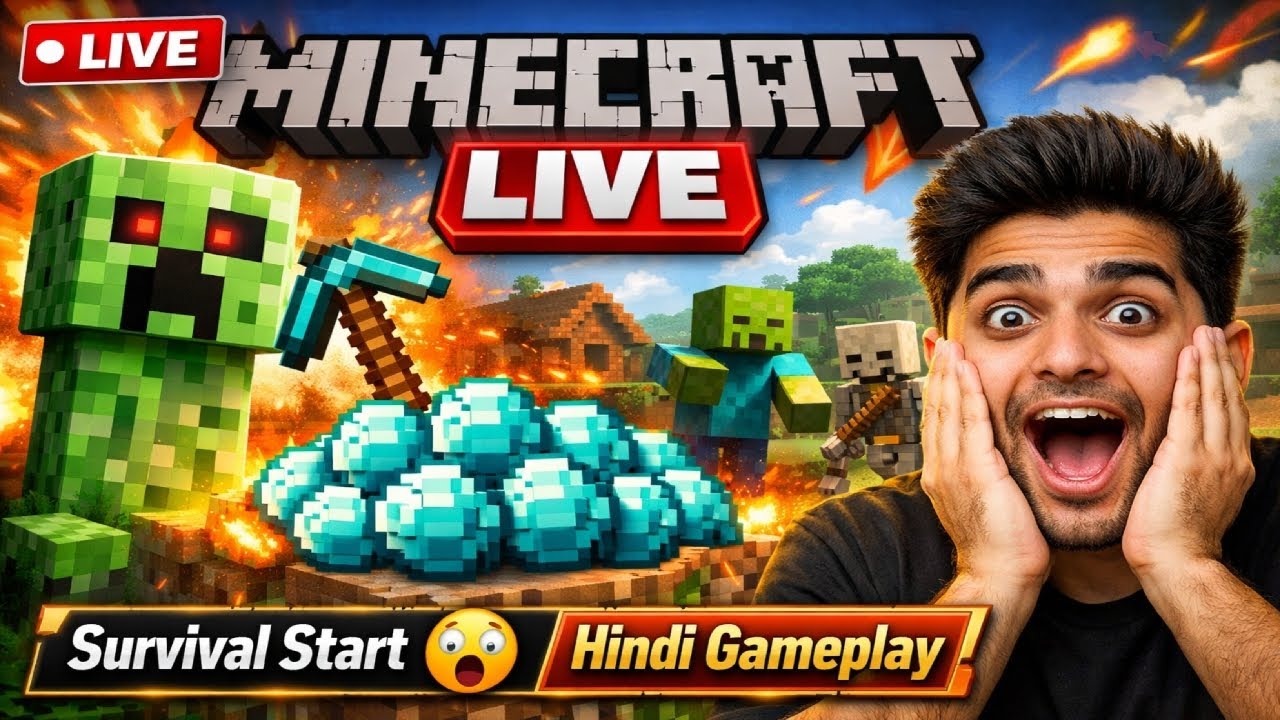 🔴 MINECRAFT LIVE 🔥 | Survival Start 😱 | Hindi Gameplay - YouTube