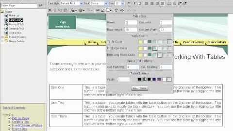 SiteZen Videos - Creating Tables