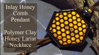 Polymer Clay Honey Comb Lariat Necklace - Mosaic Inlay Technique