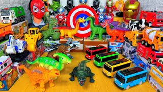 Hunting Found Jurassic World Dinosaurs, T Rex, Brontosaurus, Fire Truck, Police Car 46