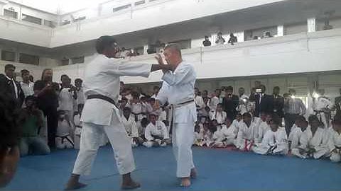 Grand Master TOMIMO KISHI demonstrate the kata SEIUNCHIN  in INDIA