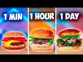 Burger 1 minute vs 1 heure vs 1 jour