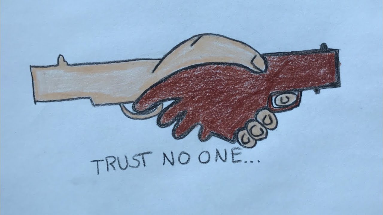 How To Draw Gun Handshake TRUST NO ONE Quick and Easy YouTube