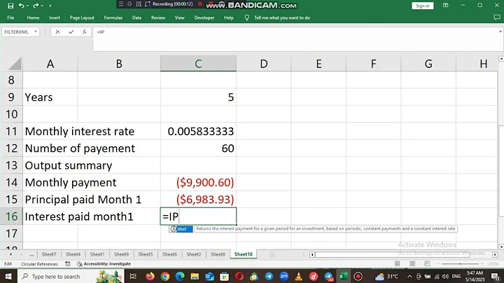 How to use IPMT function on Excel