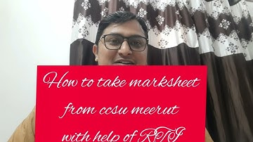 How to file RTI online in Hindi?| CCS University, Meerut | Marksheet