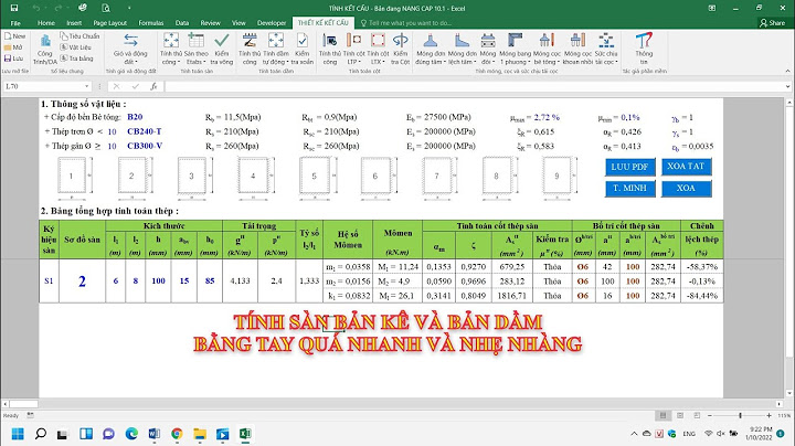 Excel tính toán tấm đan bản kê trên 4 cạnh năm 2024