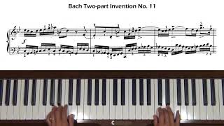 Bach Two-Part Invention No.11 in G minor BWV 782 Piano Tutorial