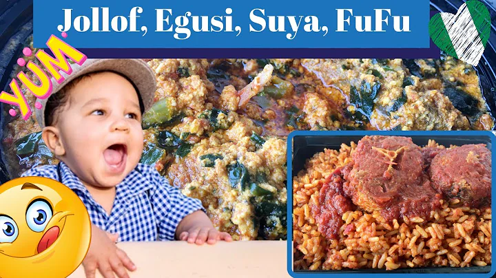 Baby & American Husband Try Nigerian Food 4 FIRST Time//Jollof, Egusi, Suya, FuFu Mukbang