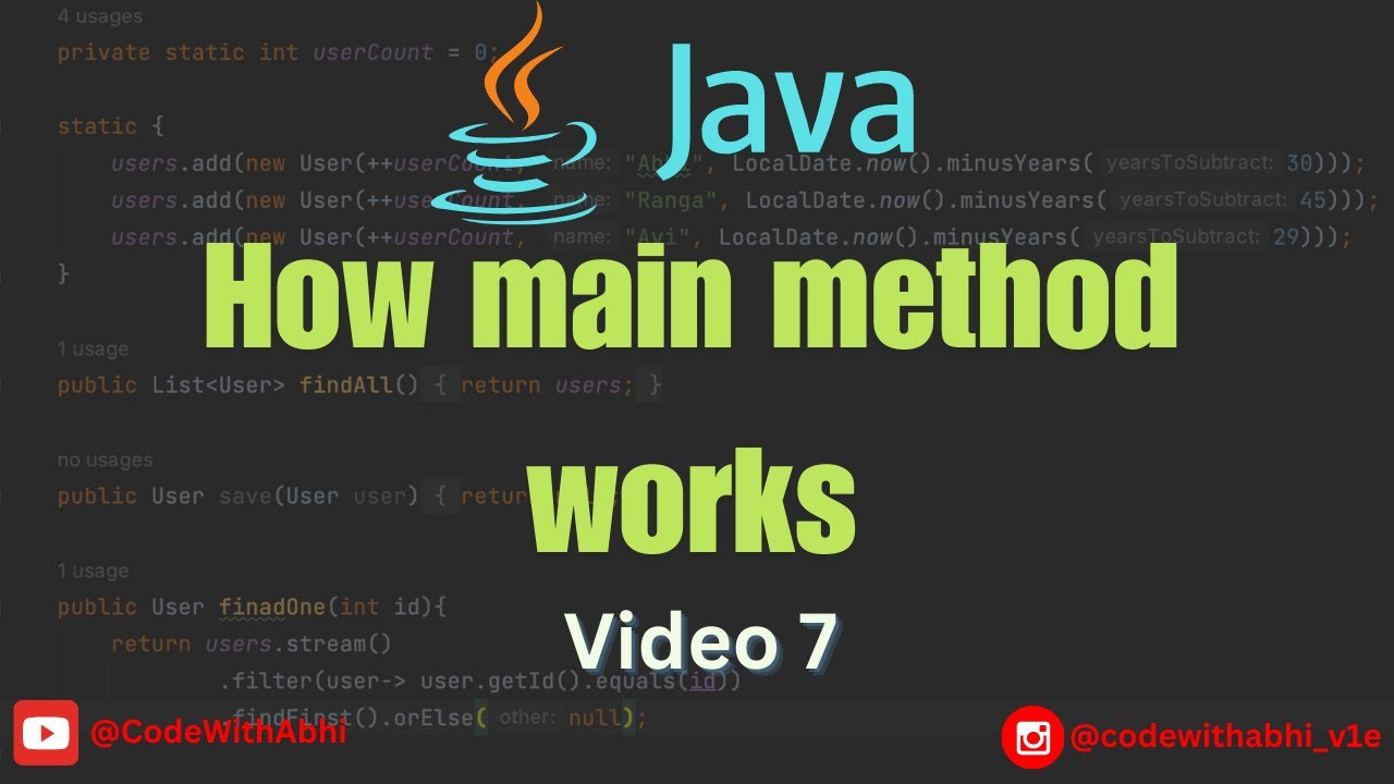 How main() method works in java - YouTube