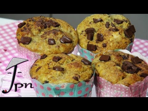 Receita de muffins de banana com chocolate