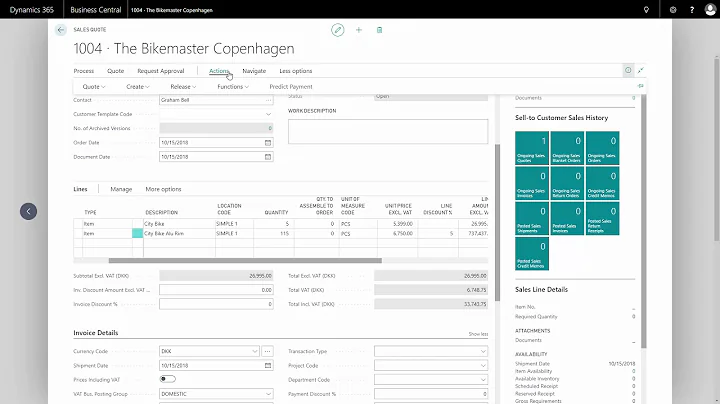 Creating Sales Quote - Getting started with Microsoft Dynamics 365 Business Central
