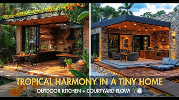 Modern Tiny House with Tropical Outdoor Kitchen and Courtyard Harmony Unveiled