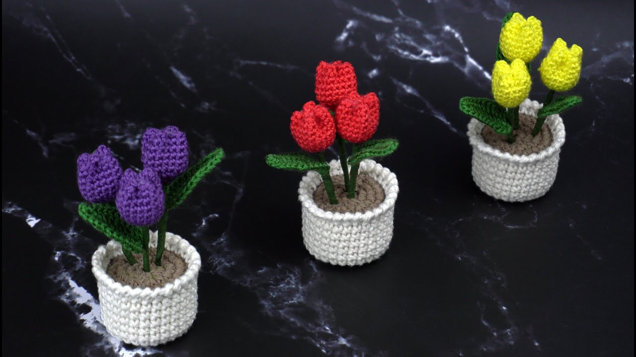 TULIPANES PEQUEÑOS EN CROCHET