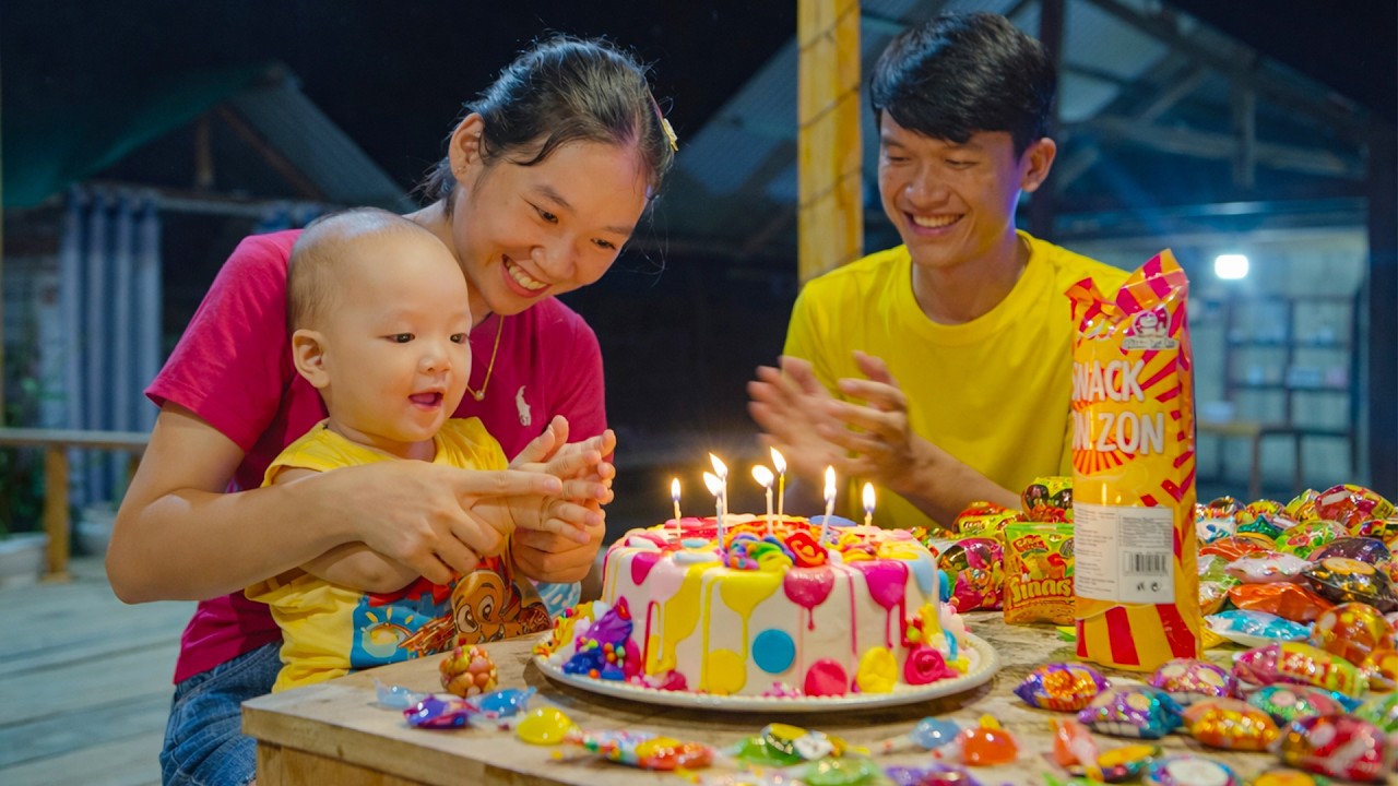 My Son’s 1st Birthday – How I Made a Fruit Birthday Cake for Him | Lý Thị Bình