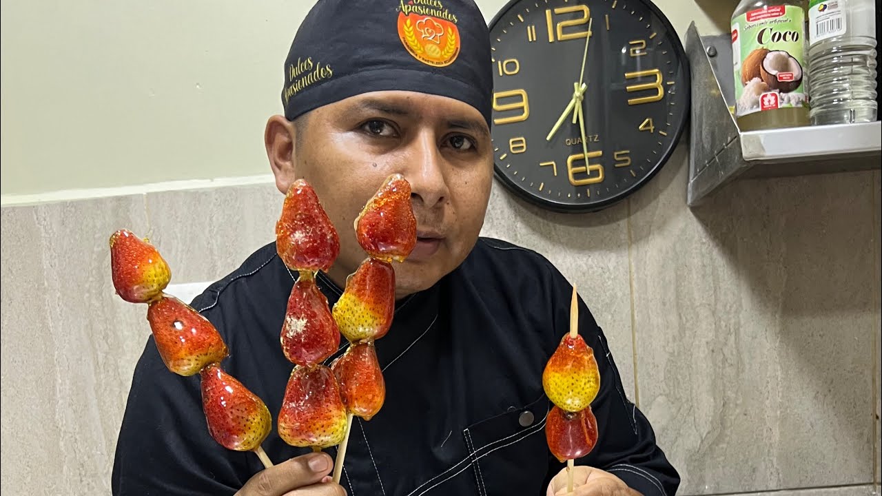 Fresas con caramelo transparente 