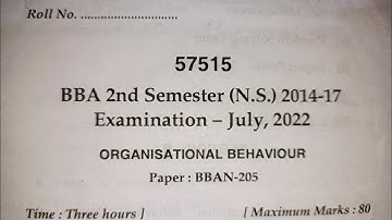 BBA 2 Sem Organisational Behaviour Question Paper