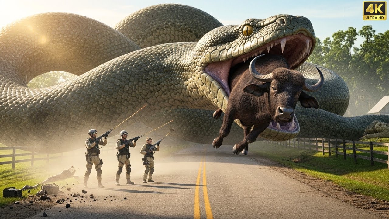 Heroic Rescue Team Saves Buffalo from Giant Mutant Snake 🐍