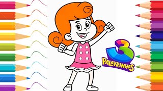3Palavrinhas Colorir Pintar Sarah com as Cores Rosa Laranja e Vermelho #draw #color #ColoringforKids