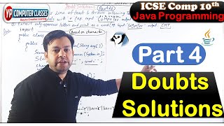 Part 4 Doubts Solutions in Java icse class 10 computer || String handling Program