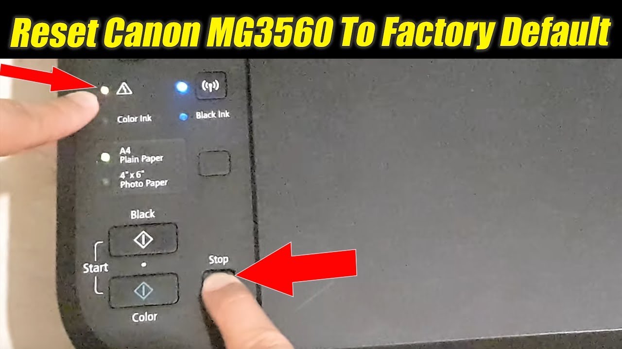 How To Reset Canon Mg3560 Printer Back To Factory Default Clear Wifi Setting Youtube