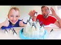 Father & Son PLAY PENGUIN PILE UP! / Don't Fall Down!