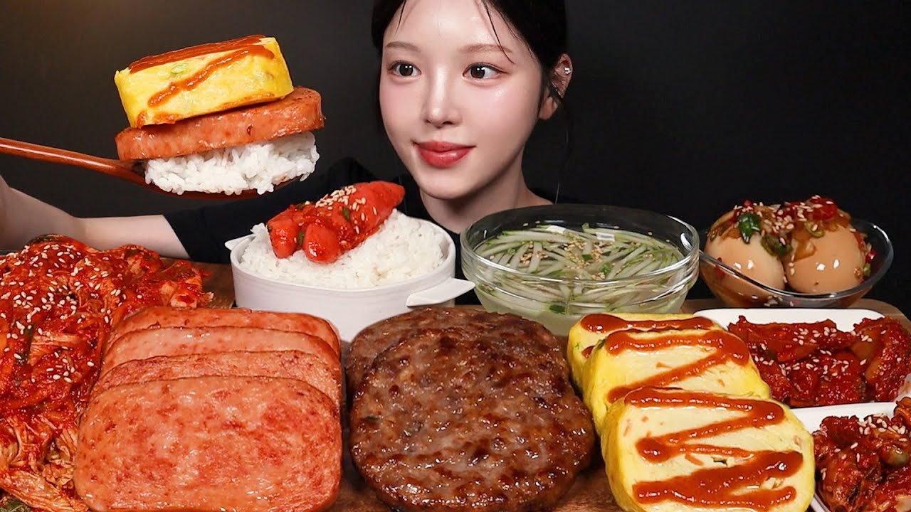 SUB)매운 생김치에 흰쌀밥 먹방! 스팸 떡갈비 계란말이 명란젓 가리비장 밥도둑 모음집 Home-cooked meal Mukbang Asmr