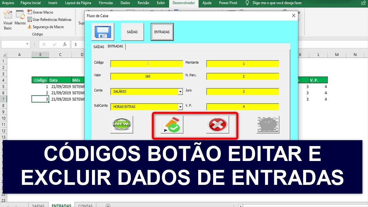 Bot O Editar E Excluir Registros Via Formul Rio Vba Controle Financeiro Excel Aula Youtube