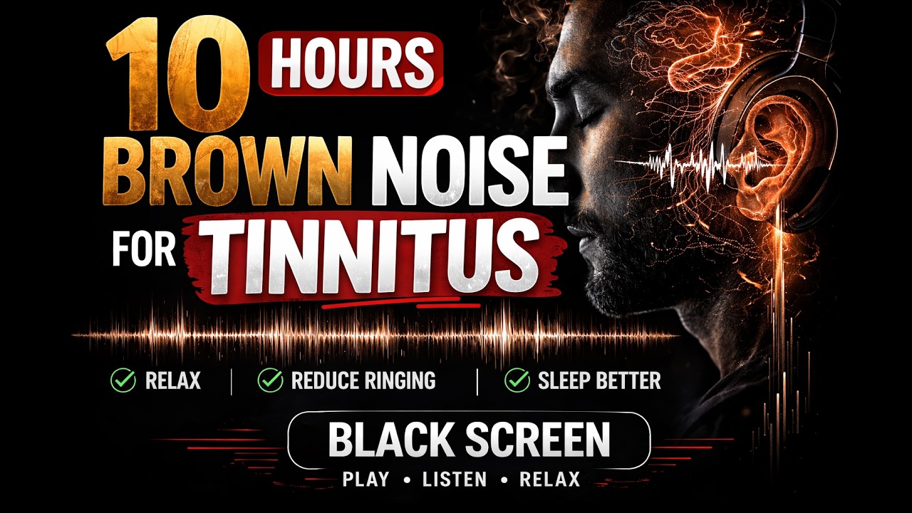 10 Hours Brown Noise for Tinnitus Relief | Deep Sleep | Black Screen ...