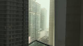 Person Witnessing Dubai's Rainstorm from a Balcony