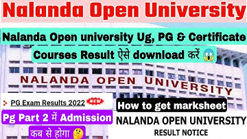 nalanda open university marksheet kaise download kare, nalanda open university pg results download