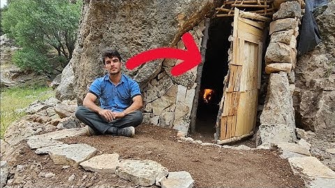 Transformed a Mysterious Ancient Cave into a Safe Survival Shelter with a Fireplace