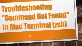 Troubleshooting "Command Not Found" in Mac Terminal (zsh)