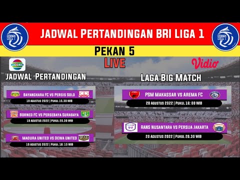 Jadwal BRI Liga 1 Pekan 5 | PSM Makassar vs Arema FC ~ RANS Nusantara vs Persija Jakarta