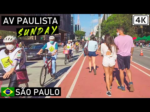Walking on Avenida Paulista on SUNDAY 🇧🇷 São Paulo, Brazil | 【4K】 2021