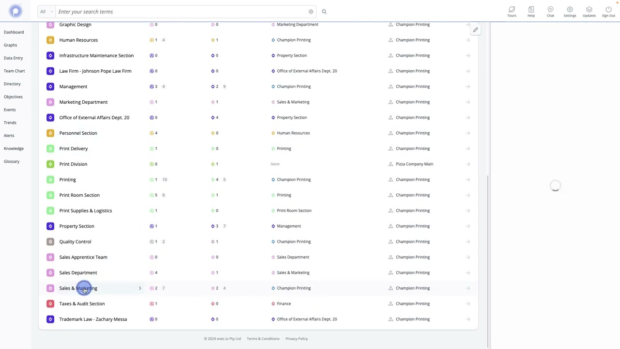 Open Team's Objectives in Teams Directory