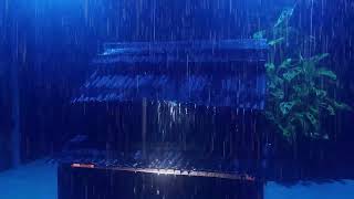 Say goodbye to insomnia to fall asleep quickly with heavy rain and thunder on the rusty roof [ASMR]