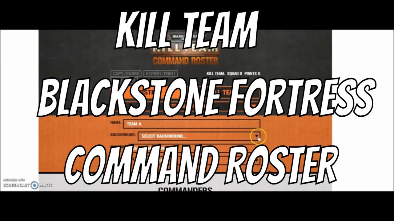 Kill Team Command Roster Kill Team Blackstone Fortress & Command Roster - YouTube