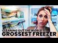MAJOR Freezer clean out &amp; organization! Defrosting the GROSSEST freezer | Jordan Page