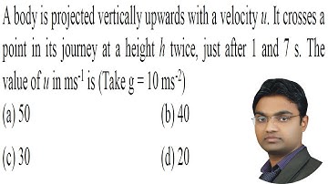 A body is projected vertically upwards with a velocity u. It crosses a point in its journey at