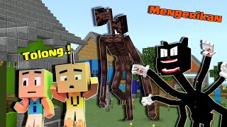 Kampung Upin Ipin di Serang Sirenhead dan Cartoon Cat Addon Minecraft PE screenshot 2