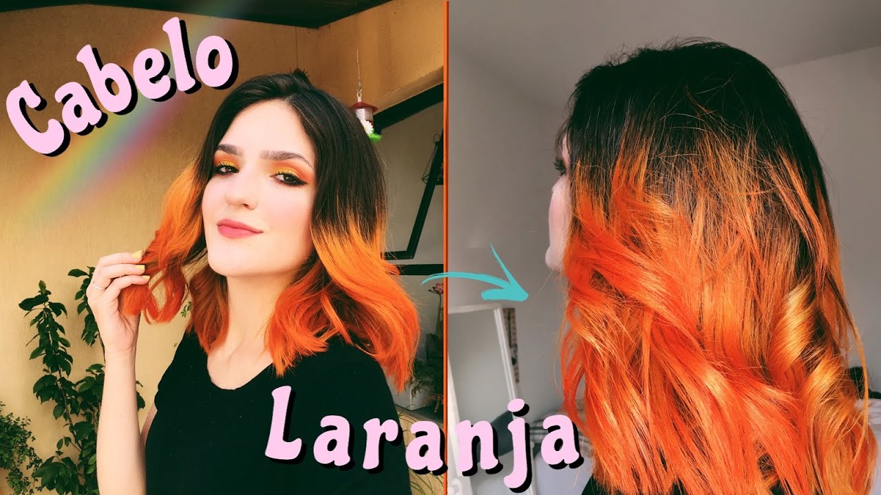 CABELO LARANJA (RUIVO) - COM ANILINA | Pintando o cabelo sozinha (do roxo ao laranja) | Luana Rocha