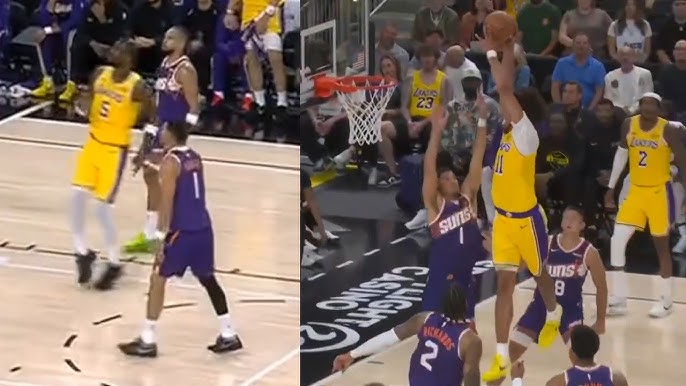 Jaxson Hayes dunks on Devin Booker after he yelled "Hell nah" at DeAndre Ayton miss