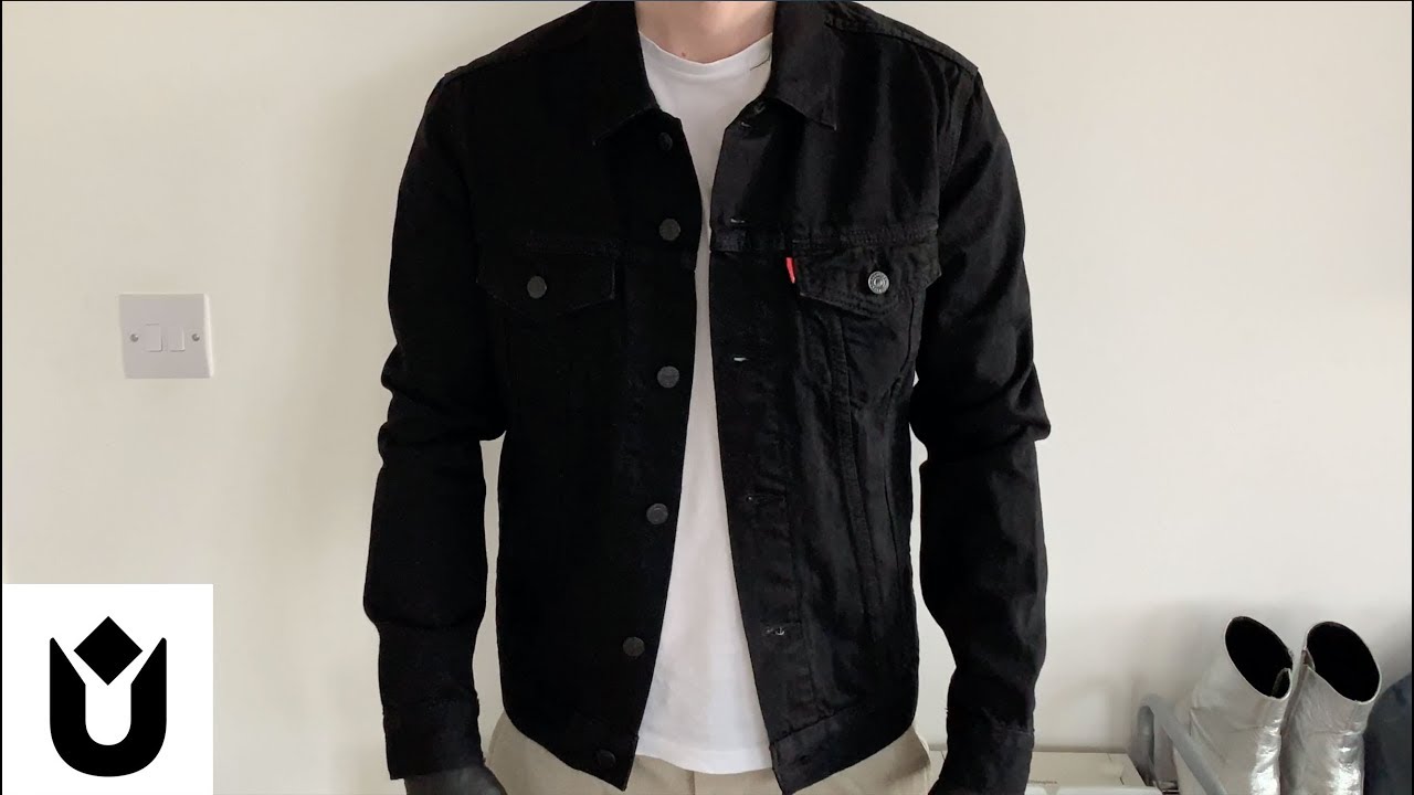 levi's berk denim trucker jacket in black