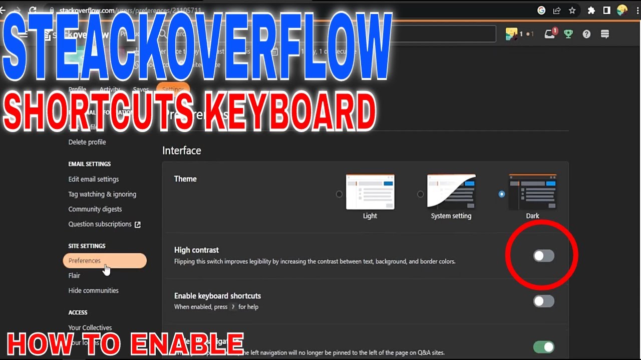 How To Enable Keyboard Shortcuts In StackOverflow YouTube
