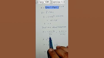 CLASS 10 Maths Ch 4 | Ex 4.3 Qno 1 Part 2 | Quadratic Equations  |  NCERT