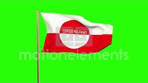 Greenland Flag With Title Waving In The Wind. Looping Sun Rises Style. Animation Stock Animation
