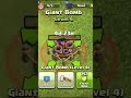 Level 1 to 8 (th14) Giant Bomb in COC #shorts