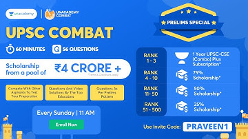 Unacademy COMBAT Every Sunday at 11 AM | Use Code - PRAVEEN1 | Enroll Now Link in Description Box