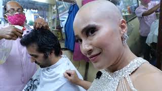 Headshave couple in Goa | Head shave straight razor | Mundan girl Richa | Indian women shaved head